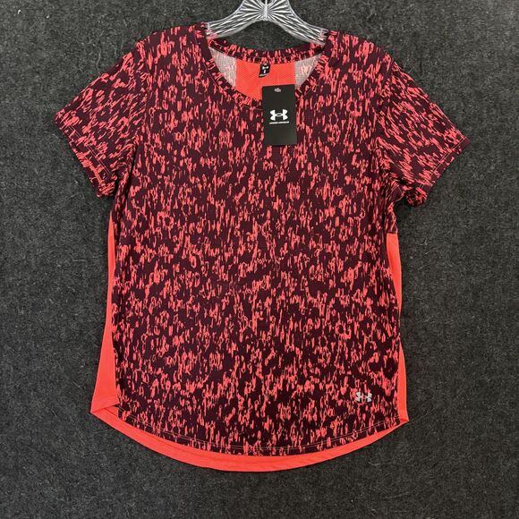 Under Armour Tops - Under Armour Speedstride Shirt Women's Large Red Printed Running Workout Gym